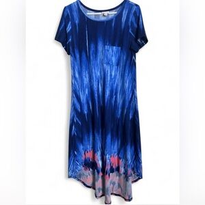 LuLaRoe Blue and Pink Tie-Dye Dress